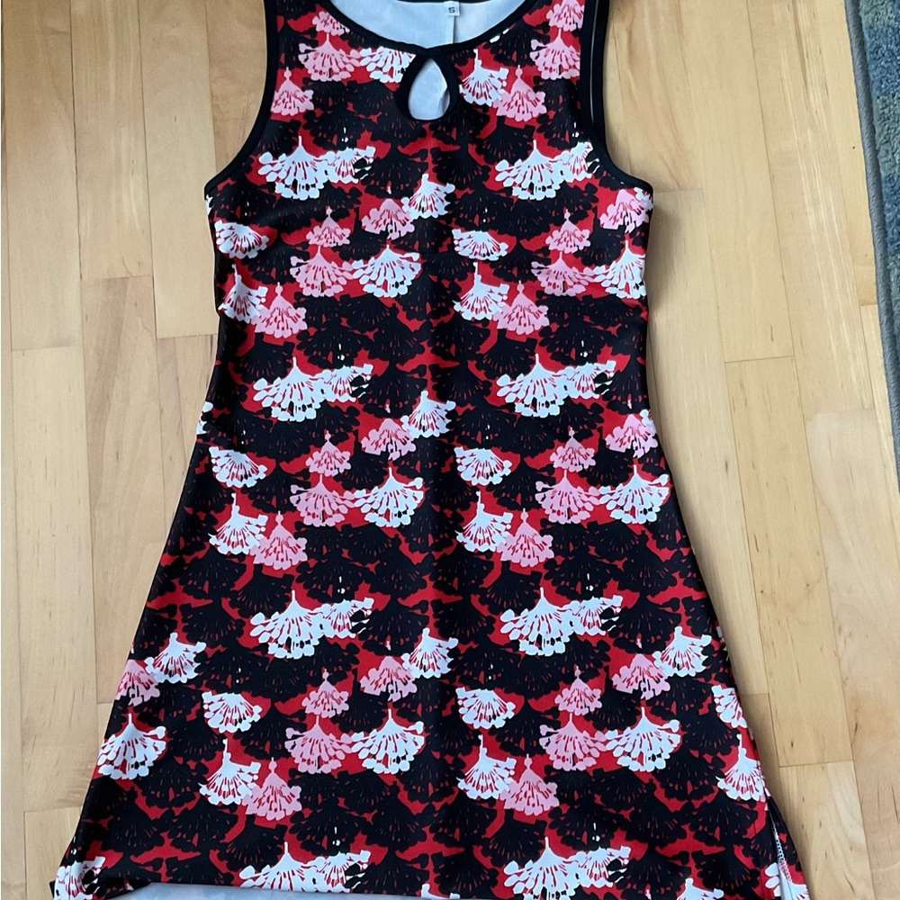 Pink and Black Sleeveless A-Line Casual Dress